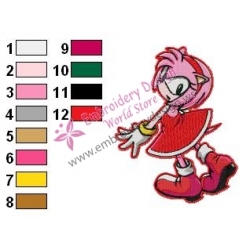 Amy Rose Sonic Embroidery Design 13